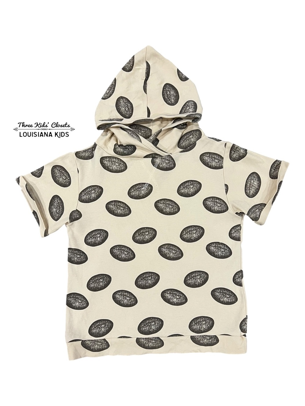 Kate Quinn 8Y Organic Vintage Football Print Hooded Shirt